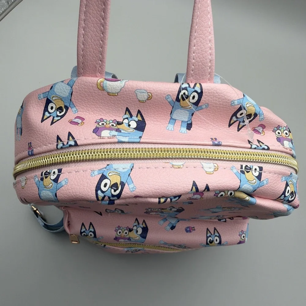 Bluey Kids Mini Pink Backpack With Adjustable Straps and Front Zipper Pocket
